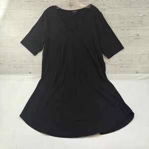 Torrid T Shirt Dress‎ Womens Size 1 Black Knit V Neck Casual Short Sleeve